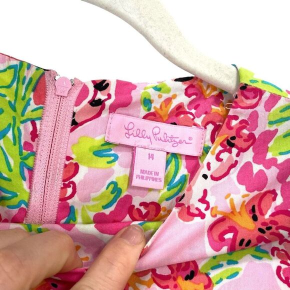 Lilly Pulitzer Call Me Kitty Cat Pink Delia Dress Girls Size 14 - Picture 3 of 8